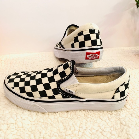 Vans Shoes - Slip on black and white checkered vans